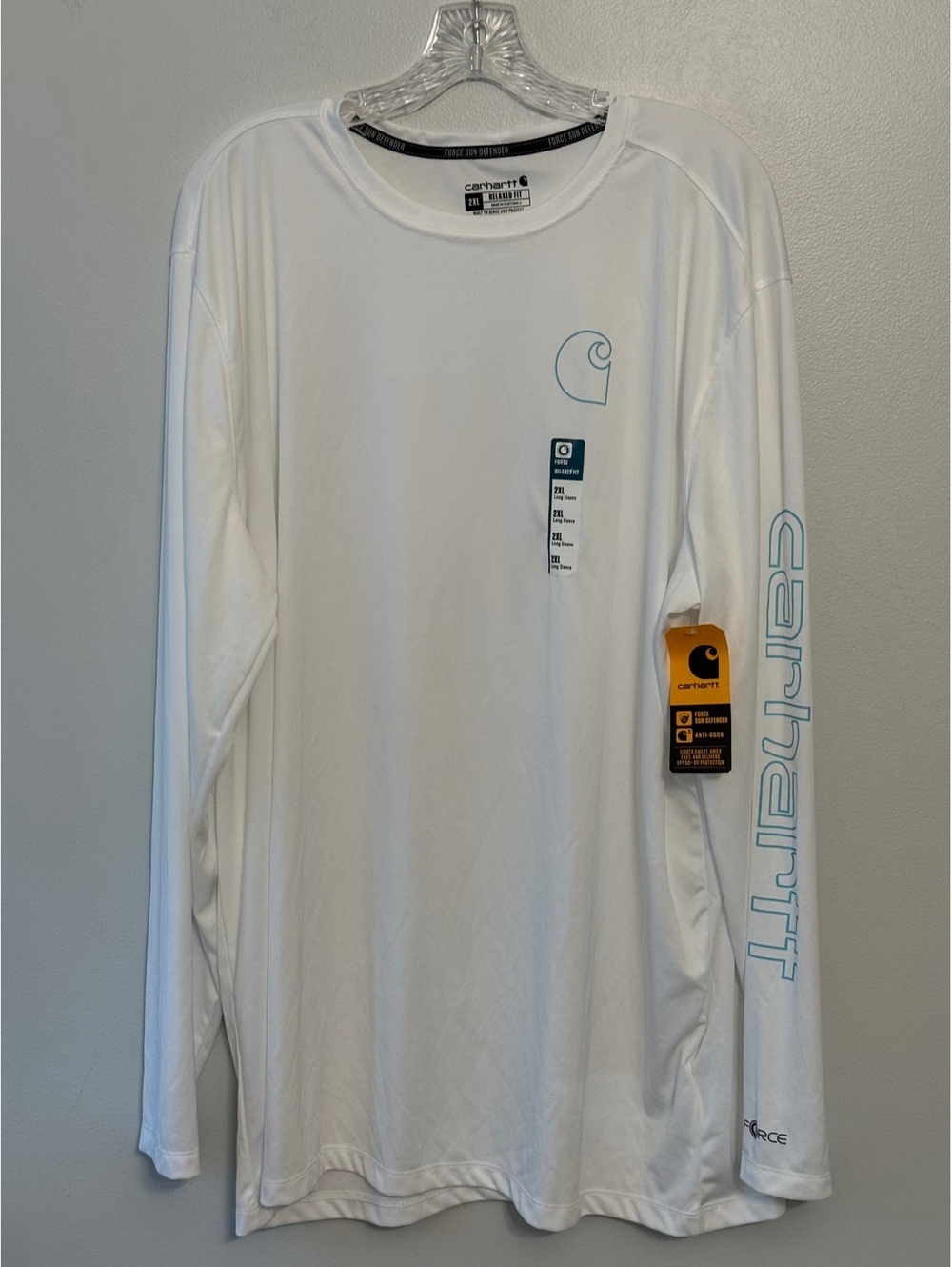 Carhartt Force Sun Defender Long Sleeve T-Shirt 2XL Relaxed Fit White